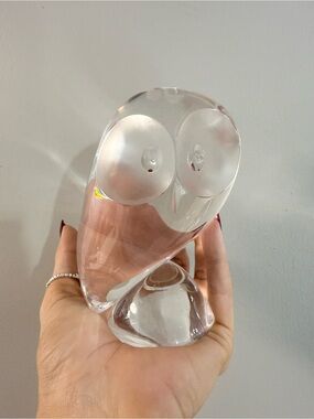 Vintage Steuben Crystal Art Glass Large Owl Figurine Statue Paper Weight